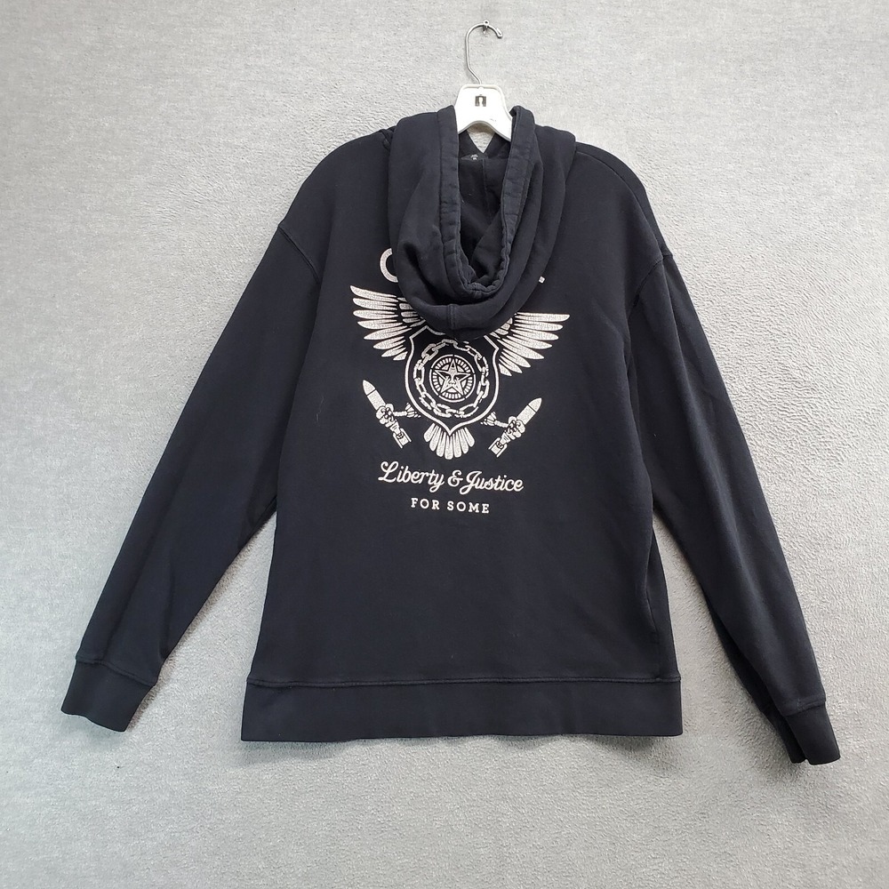 Obey‎ Men Sweater Medium Black Pullover Hoodie Graphic Eagle Liberty Justice